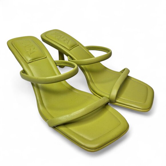 Zara Kitten Heels Women's Minimalist Squared Look Slip On Strappy Simplistic 7.5 - Picture 1 of 8
